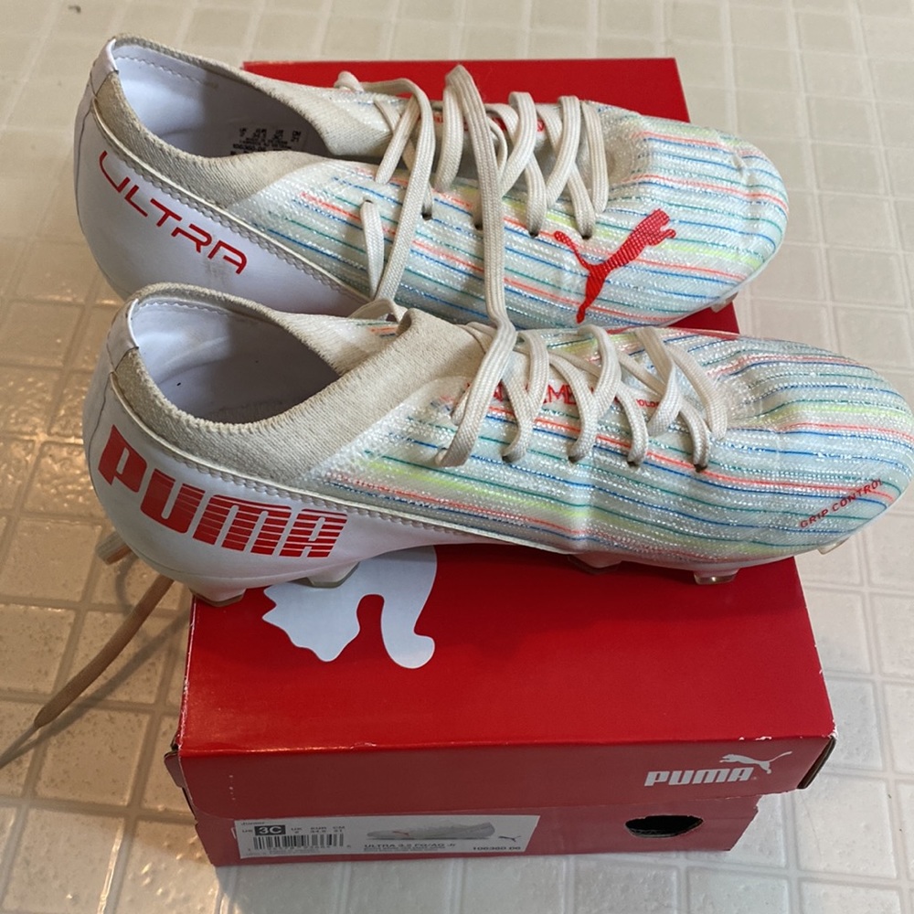 Puma Ultra 3.2 white-red blast-white soccer cleats
